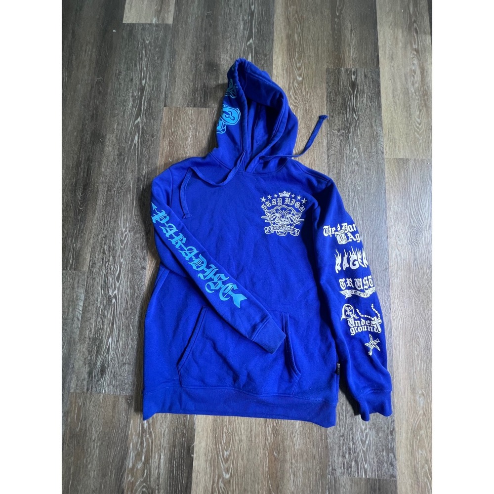 Rebel Minds Hoodie Mens XL Blue Stay‎ High Paradise Tiger Graphic Streetwear